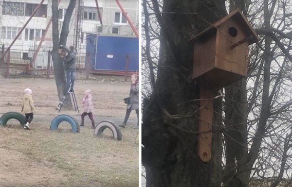 Житель Барановичей сам делает и вешает скворечники