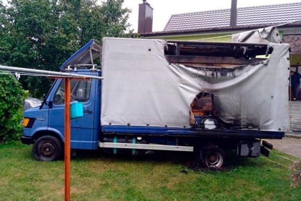 В Кобрине горел грузовик